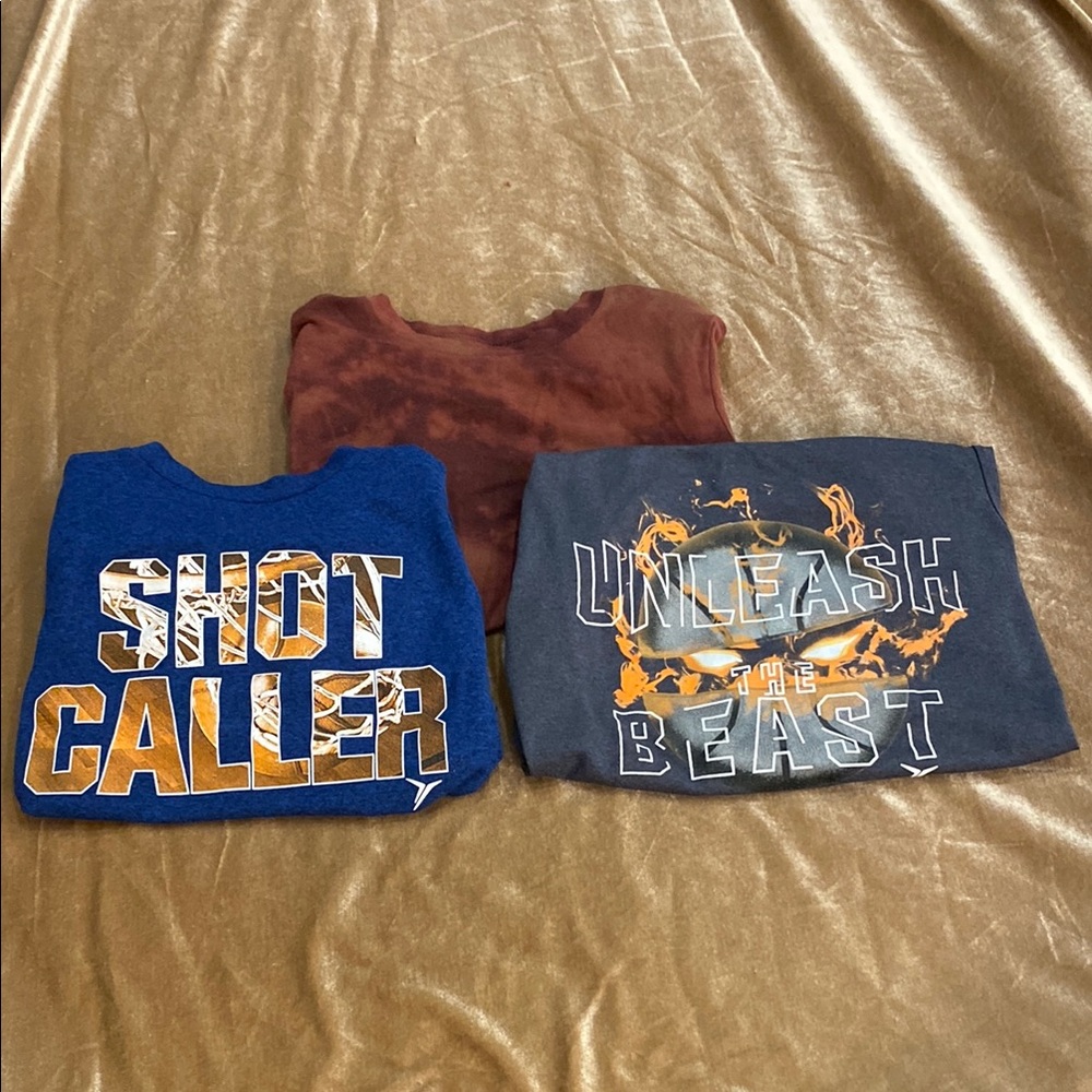 Old Navy Blue and Gray Short Sleeve Tees with Graphic Prints